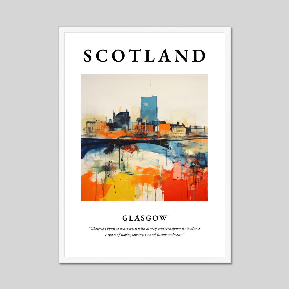 Poster in a white frame with the word Scotland