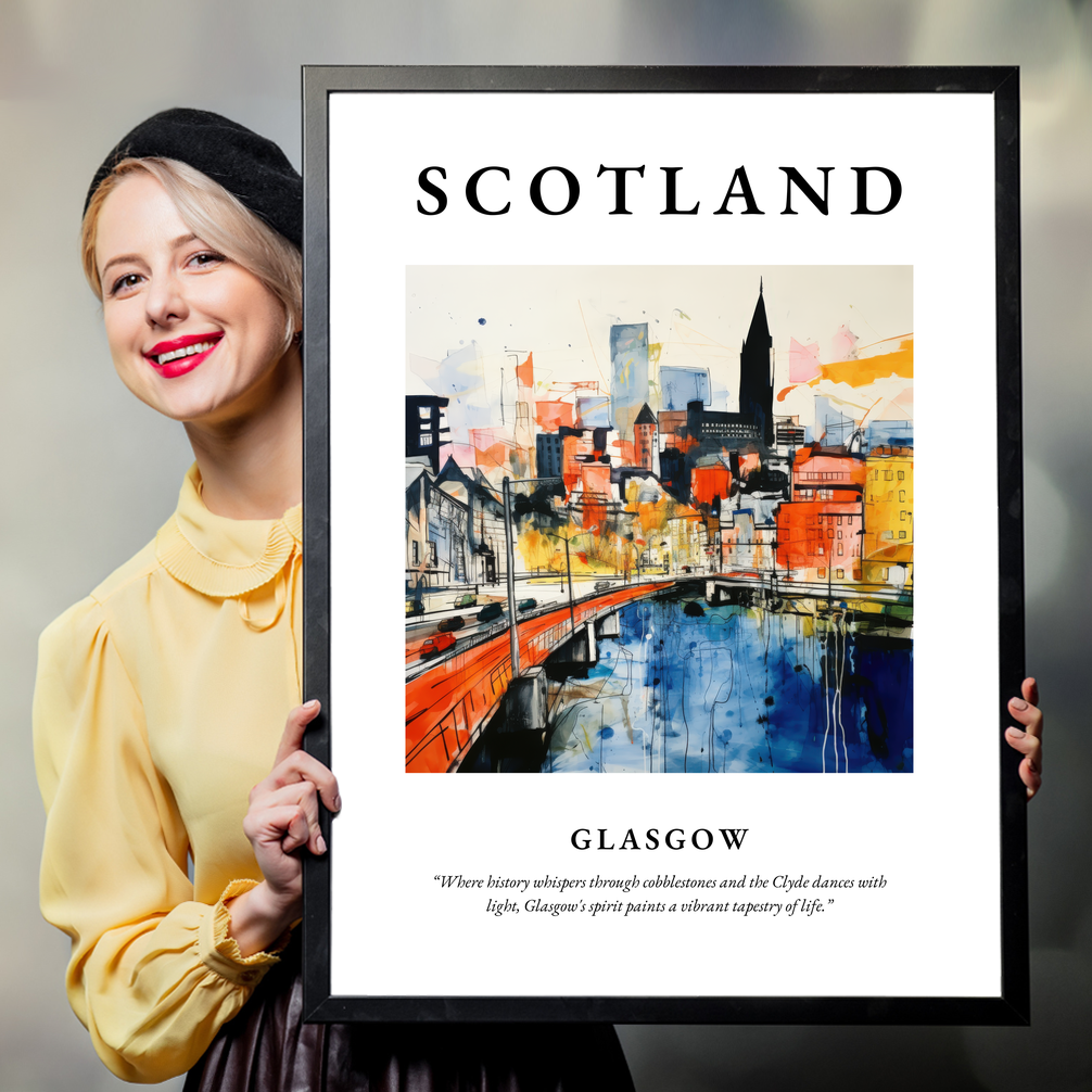 Person holding a poster of Glasgow