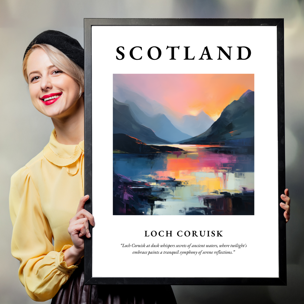 Person holding a poster of Loch Coruisk