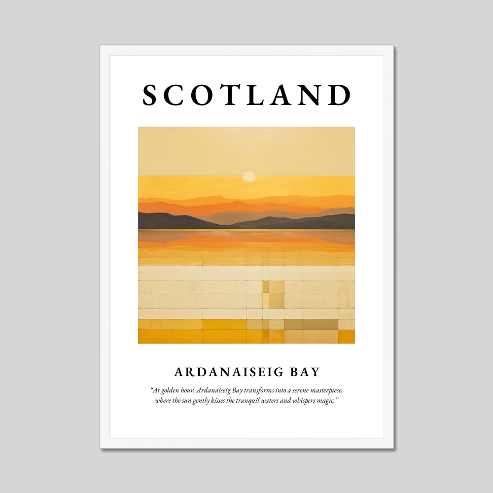 Poster in a white frame with the word Scotland