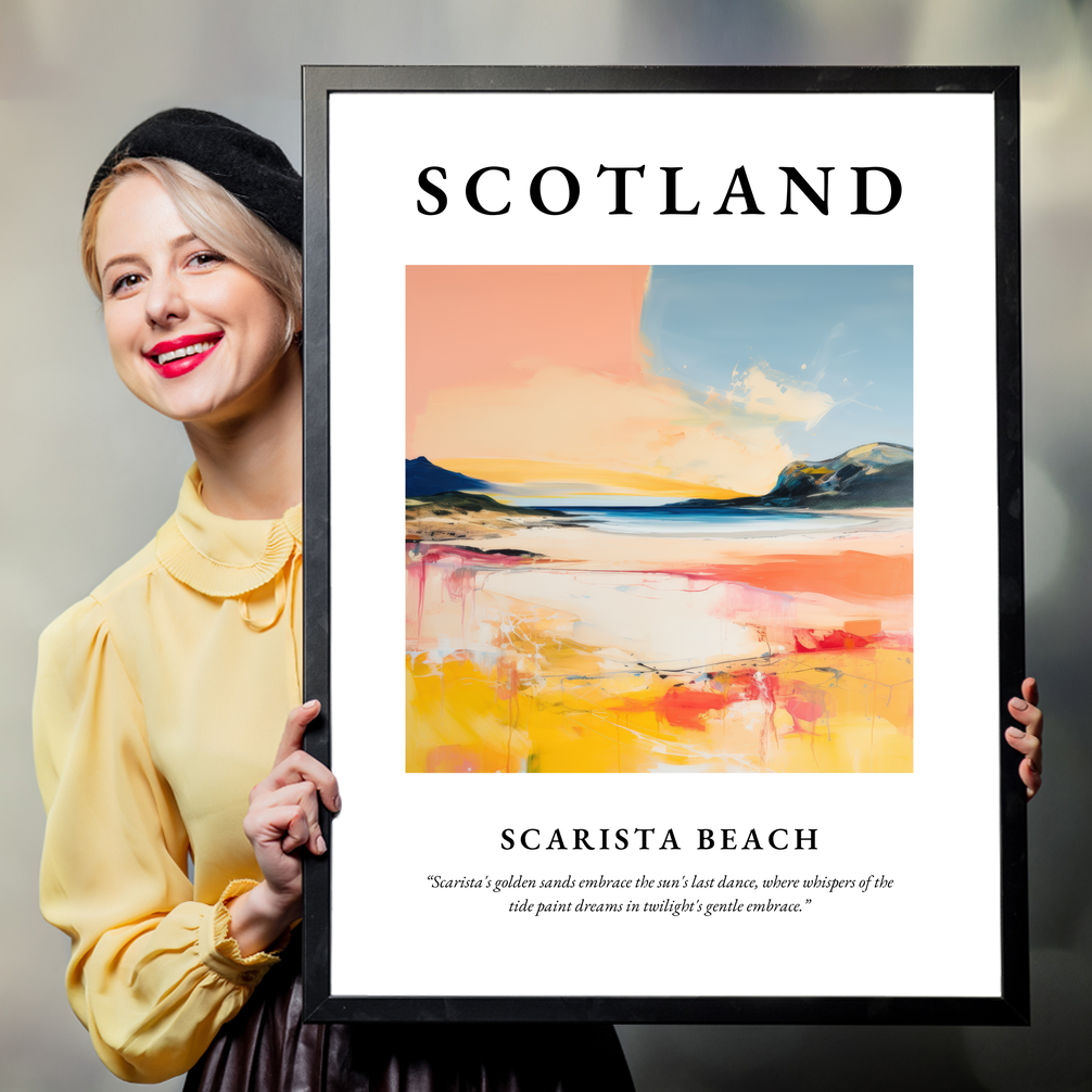 Person holding a poster of Scarista Beach