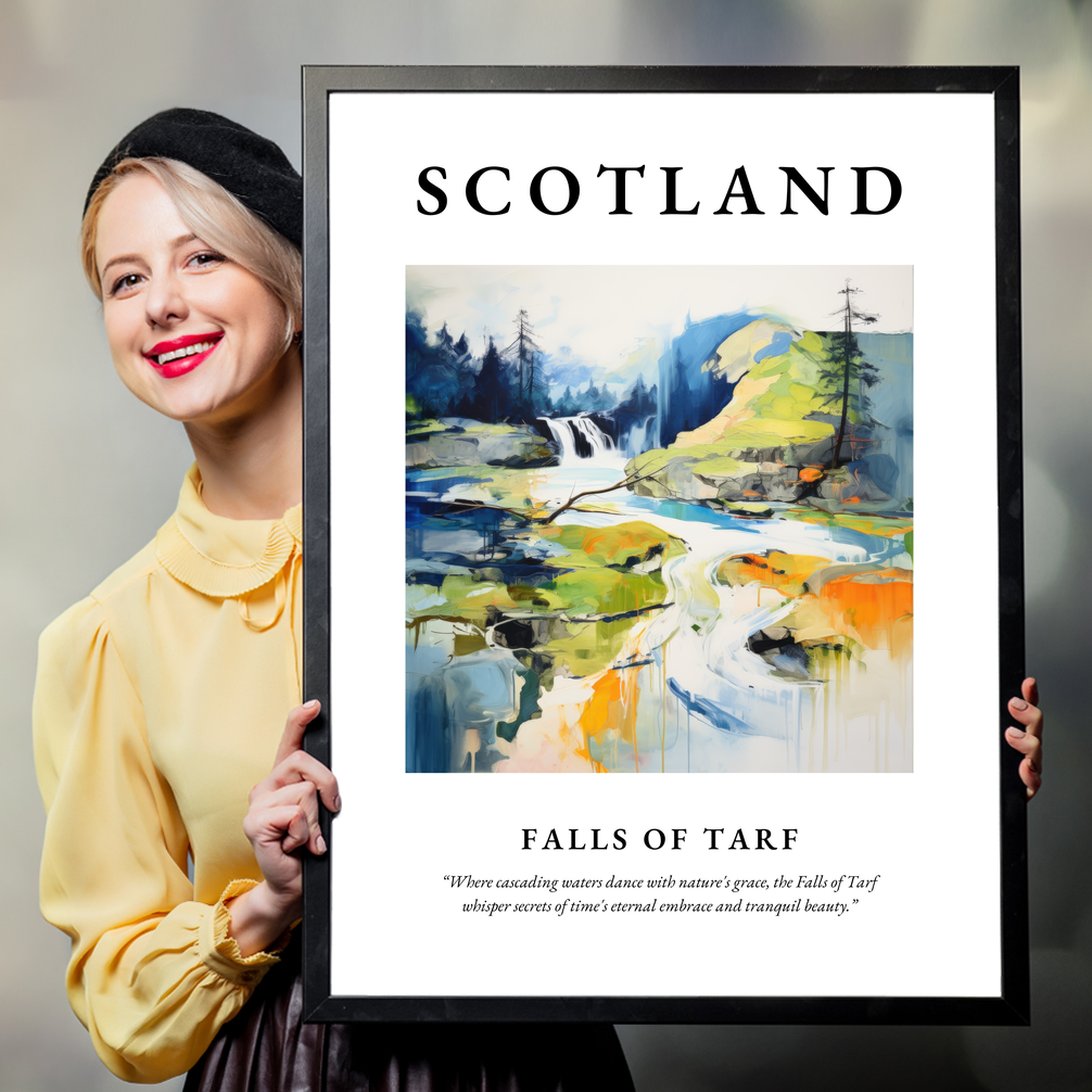 Person holding a poster of Falls of Tarf