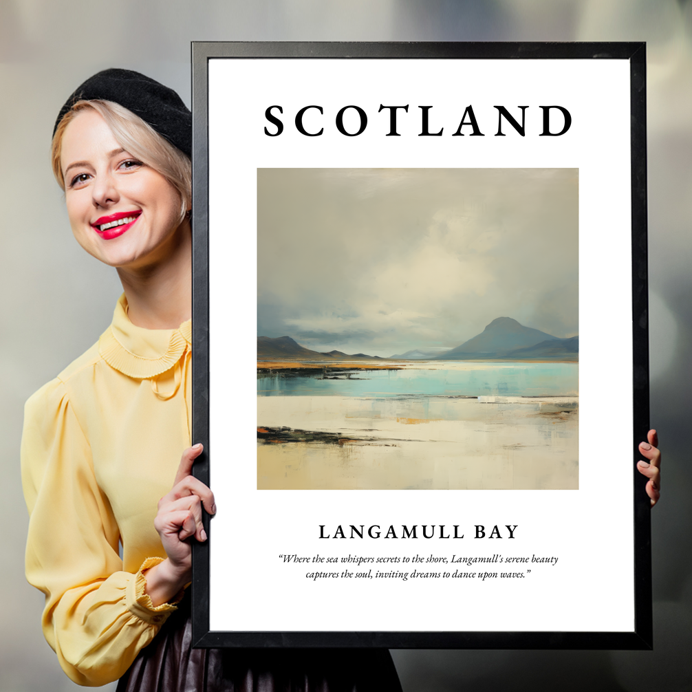 Person holding a poster of Langamull Bay