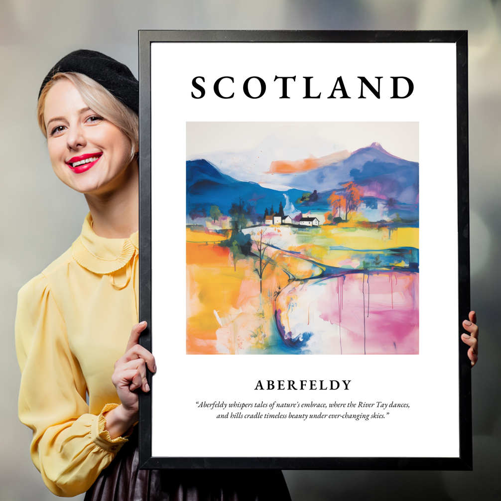 Person holding a poster of Aberfeldy