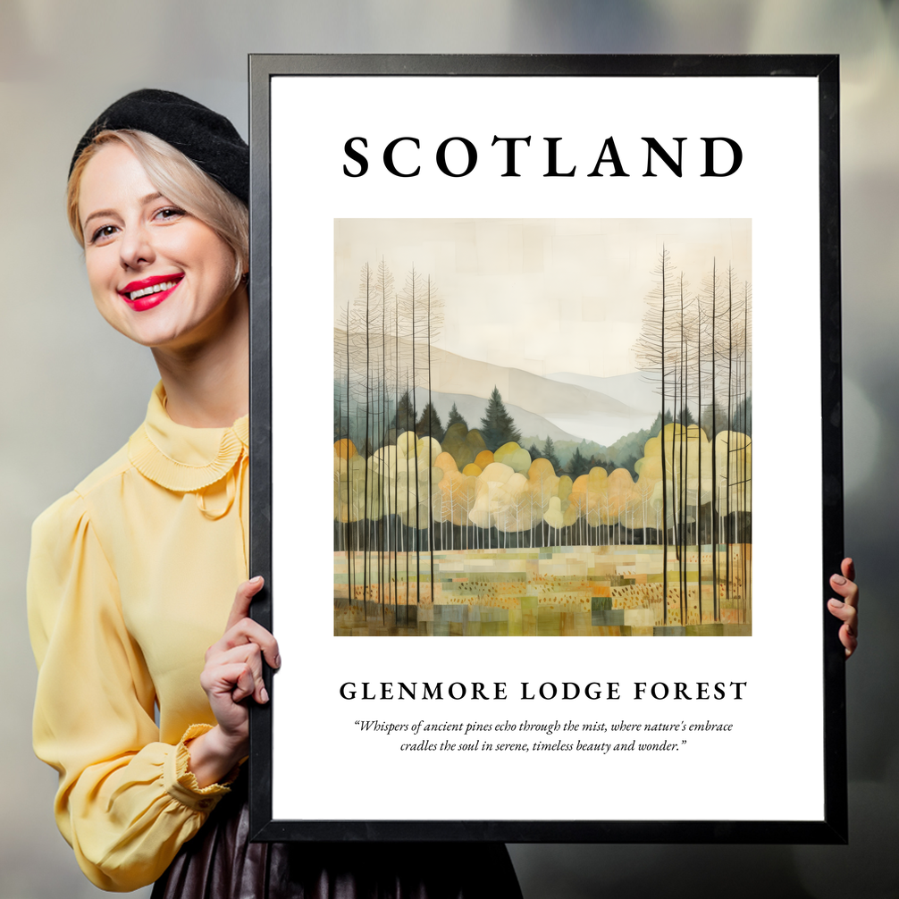 Person holding a poster of Glenmore Lodge Forest