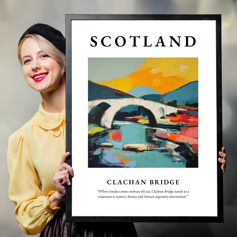 Person holding a poster of Clachan Bridge