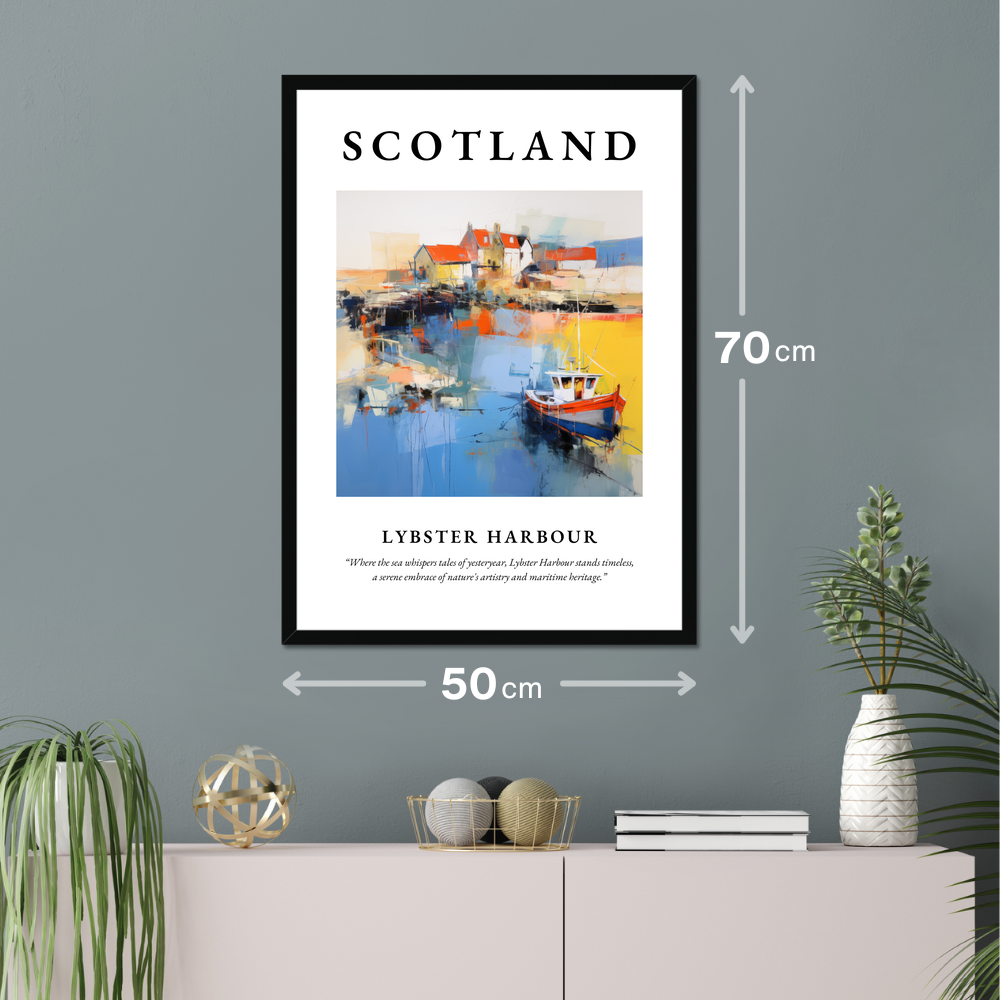 Poster of Lybster Harbour hanging on a wall