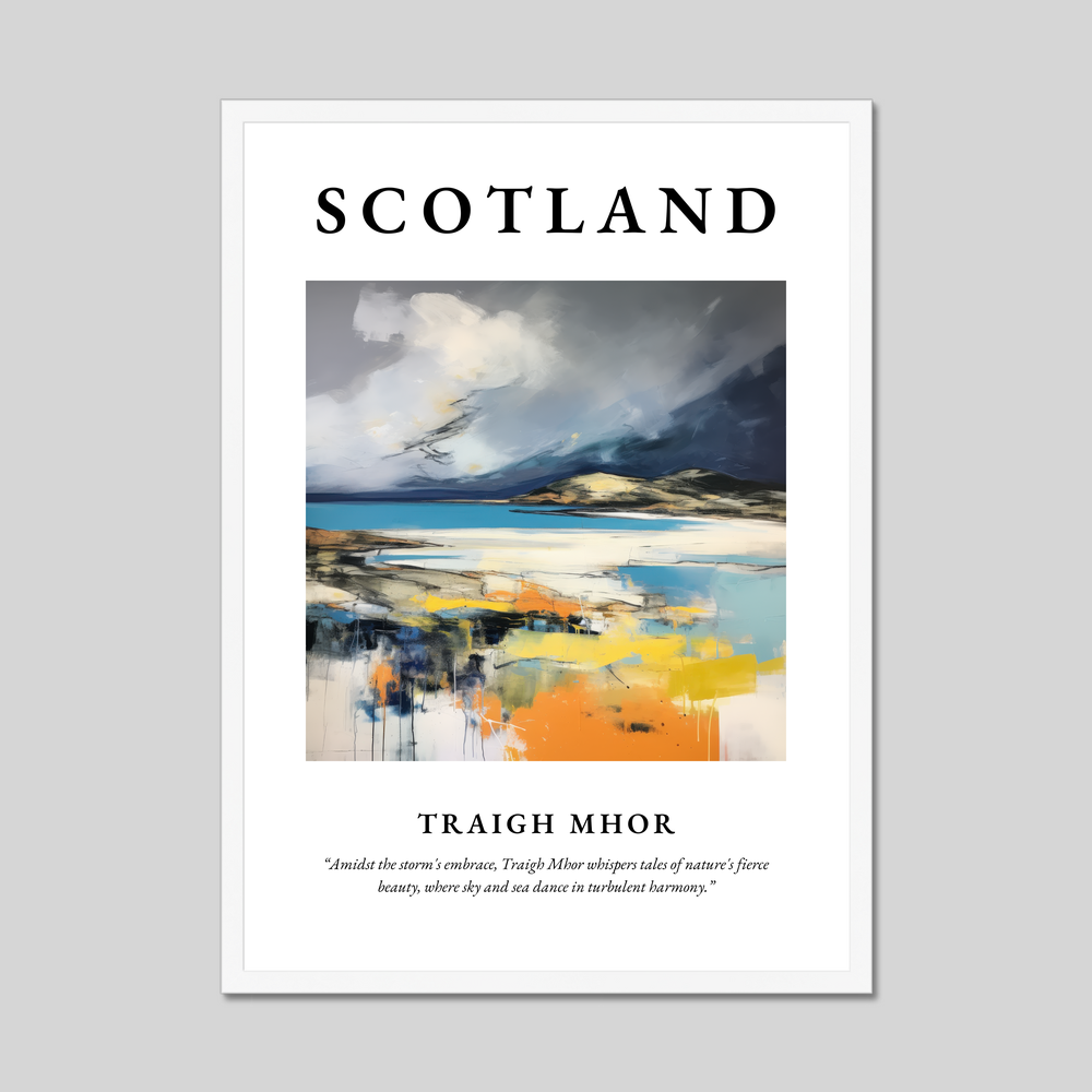 Poster in a white frame with the word Scotland