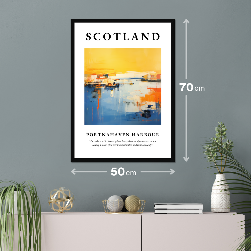 Poster of Portnahaven Harbour hanging on a wall