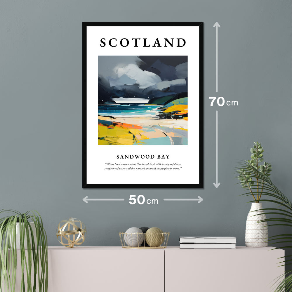 Poster of Sandwood Bay hanging on a wall