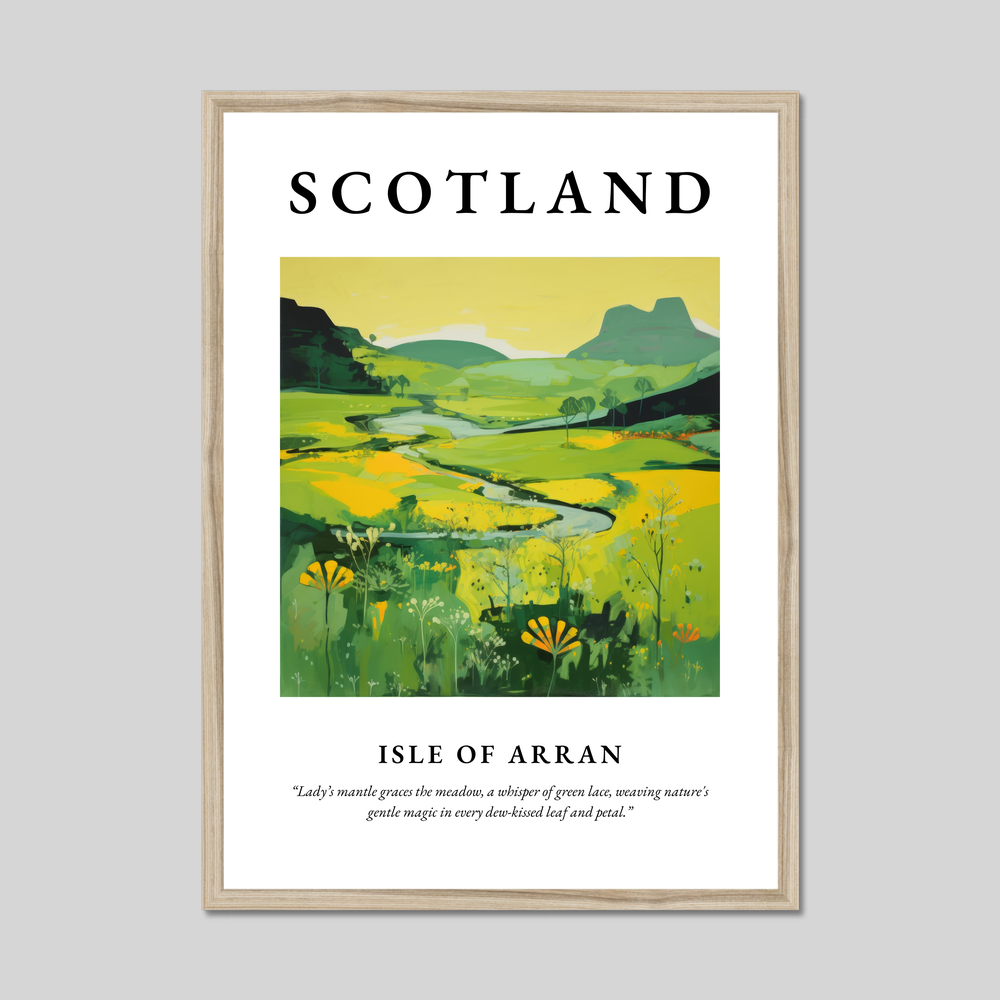 Poster in a natural frame with the word Scotland