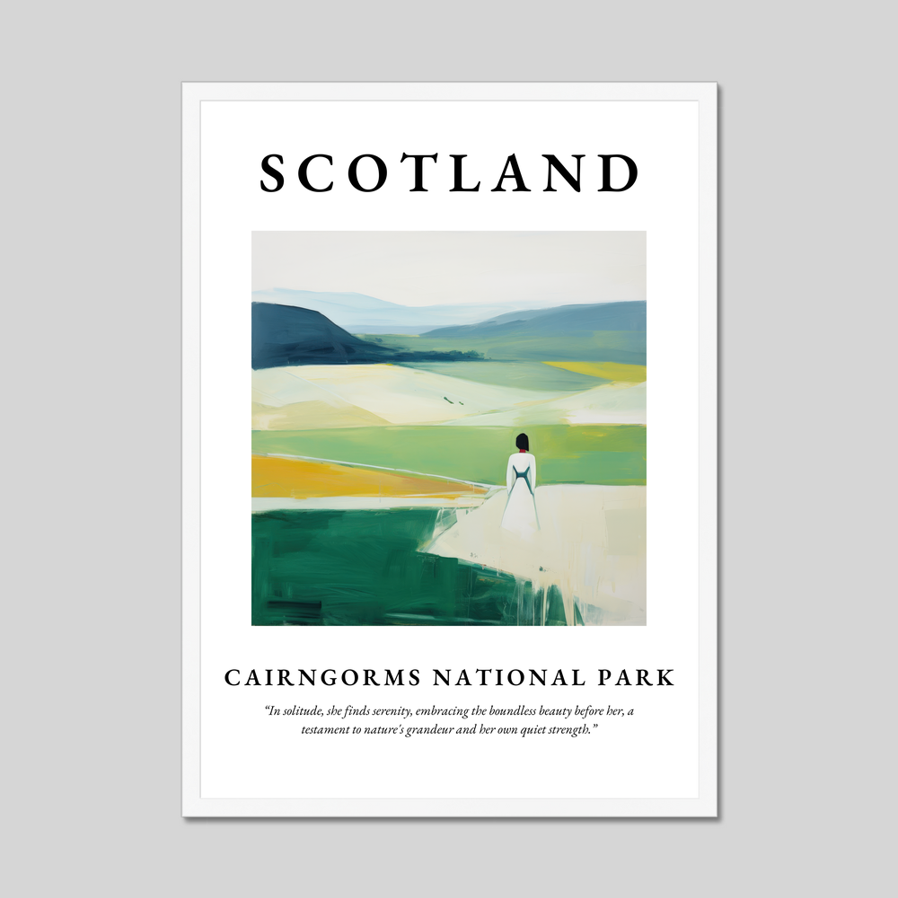 Poster in a white frame with the word Scotland