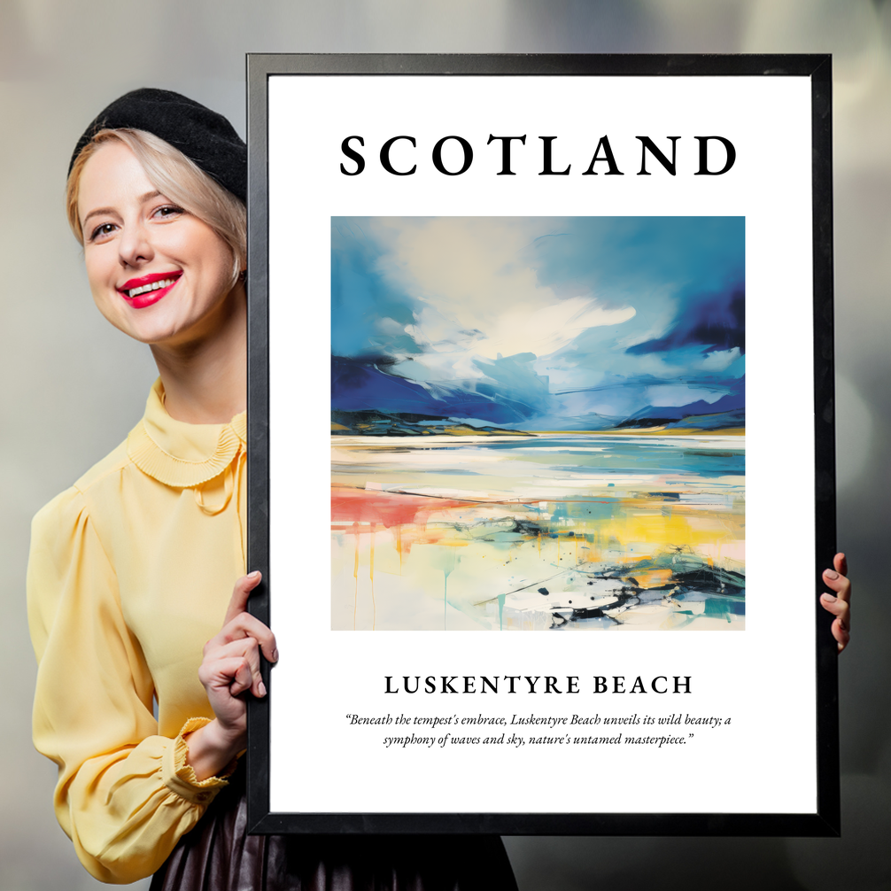 Person holding a poster of Luskentyre Beach