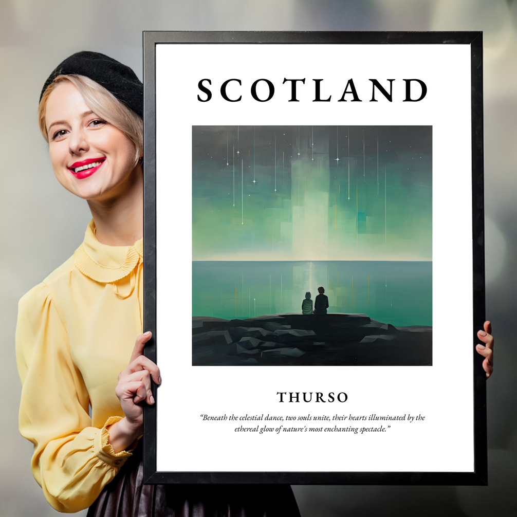 Person holding a poster of Thurso