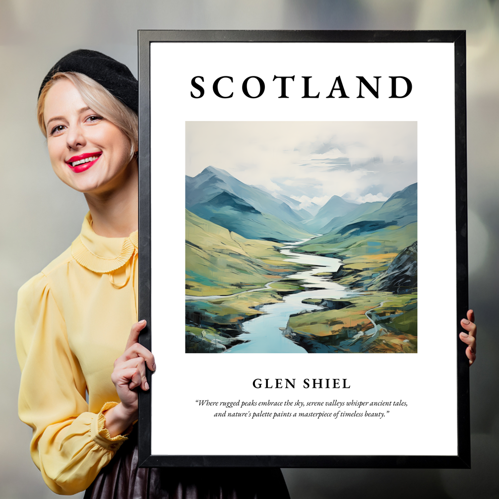 Person holding a poster of Glen Shiel