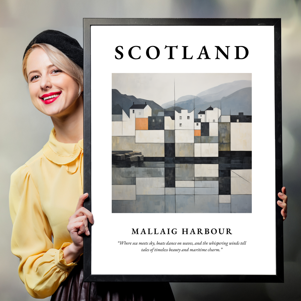 Person holding a poster of Mallaig Harbour