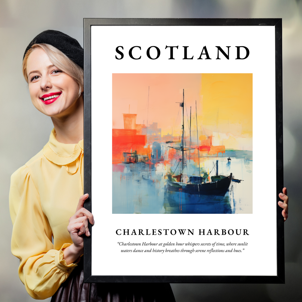 Person holding a poster of Charlestown Harbour