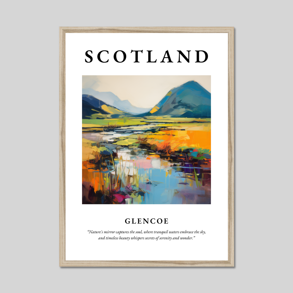 Poster in a natural frame with the word Scotland