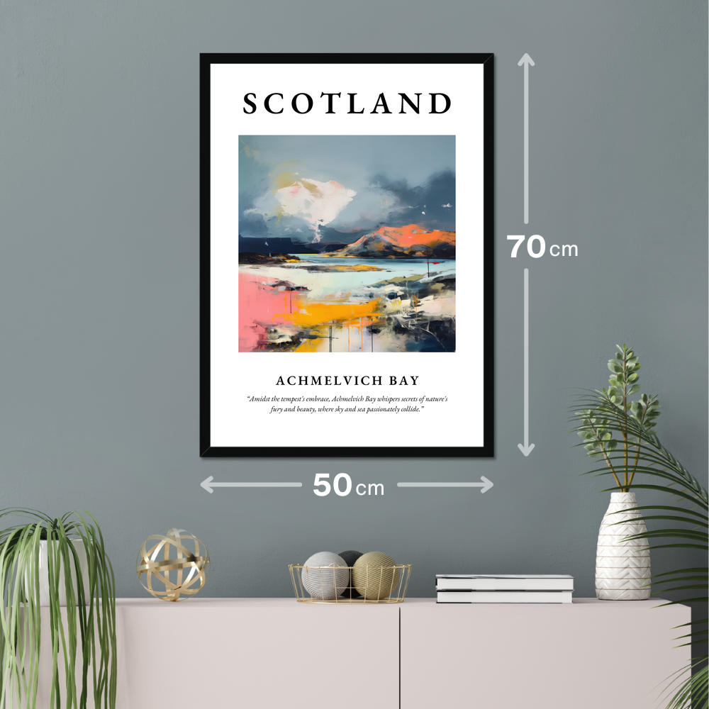 Poster of Achmelvich Bay hanging on a wall