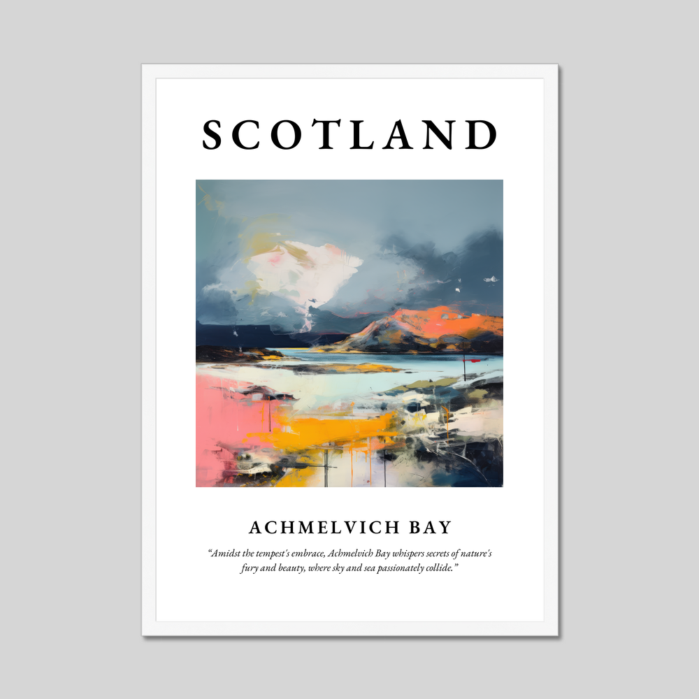 Poster in a white frame with the word Scotland