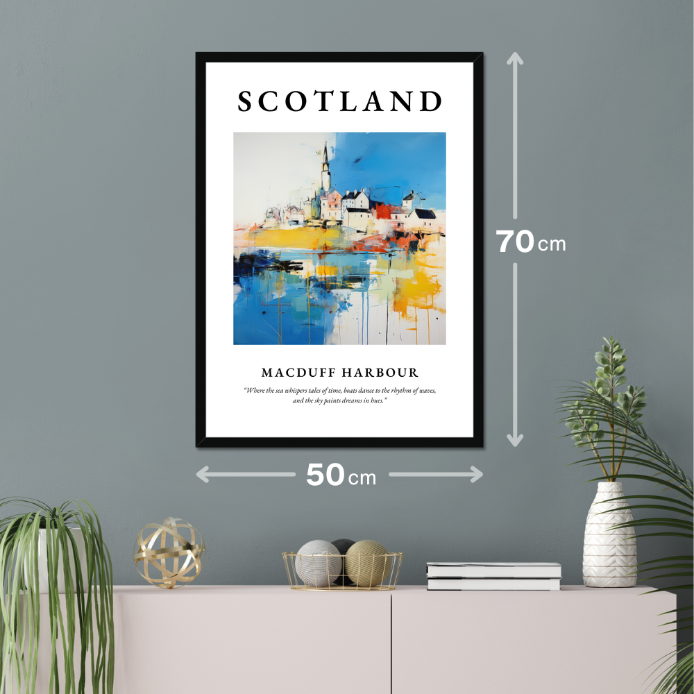 Poster of Macduff Harbour hanging on a wall