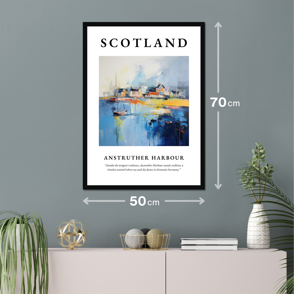 Poster of Anstruther Harbour hanging on a wall