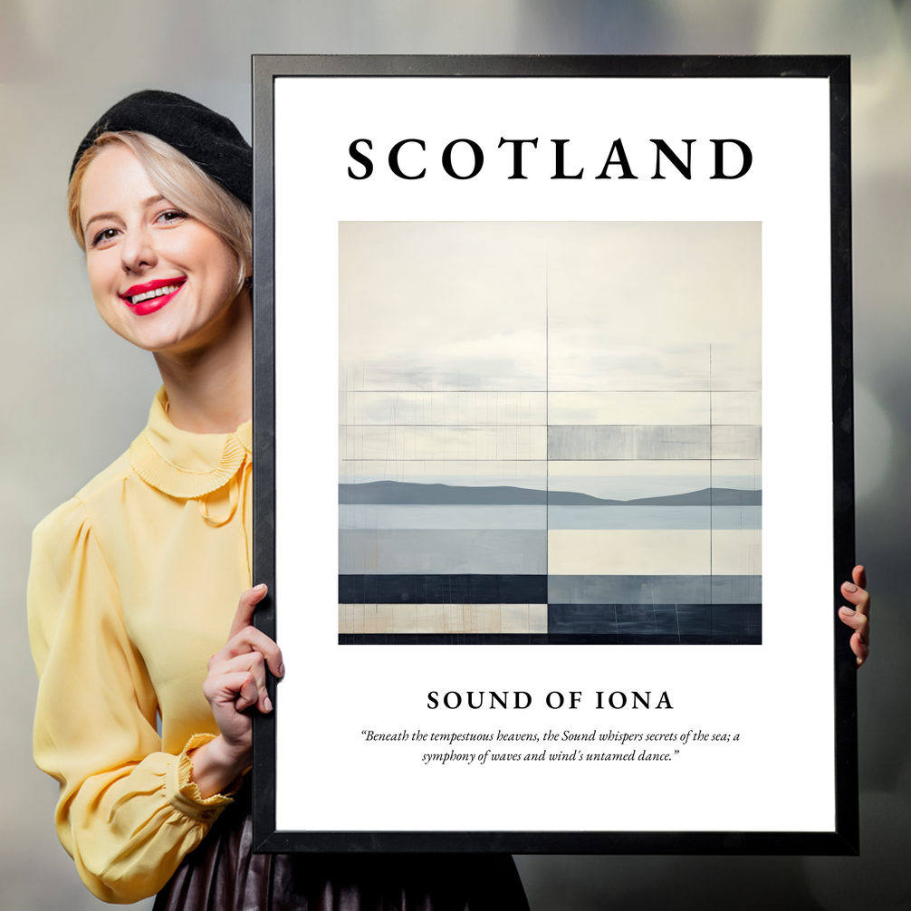 Person holding a poster of Sound of Iona