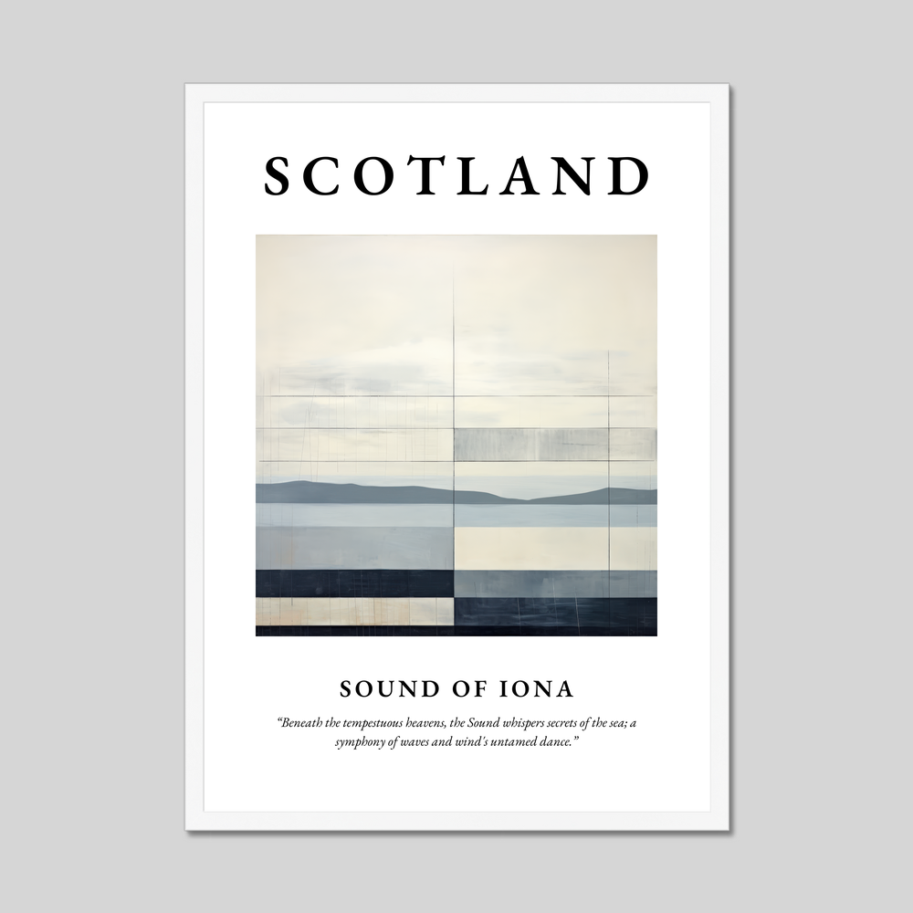 Poster in a white frame with the word Scotland