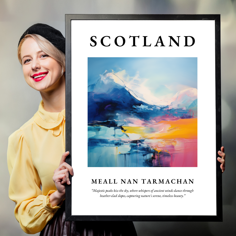 Person holding a poster of Meall nan Tarmachan