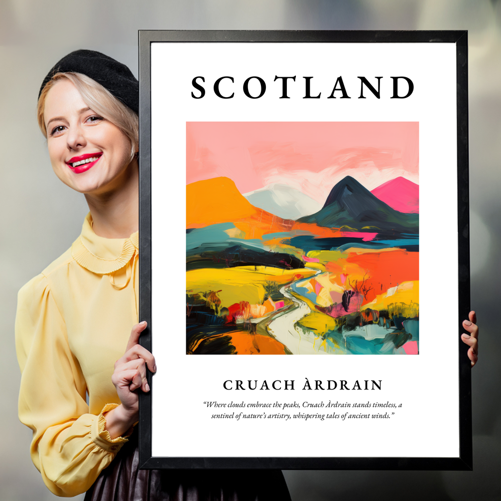 Person holding a poster of Cruach Àrdrain