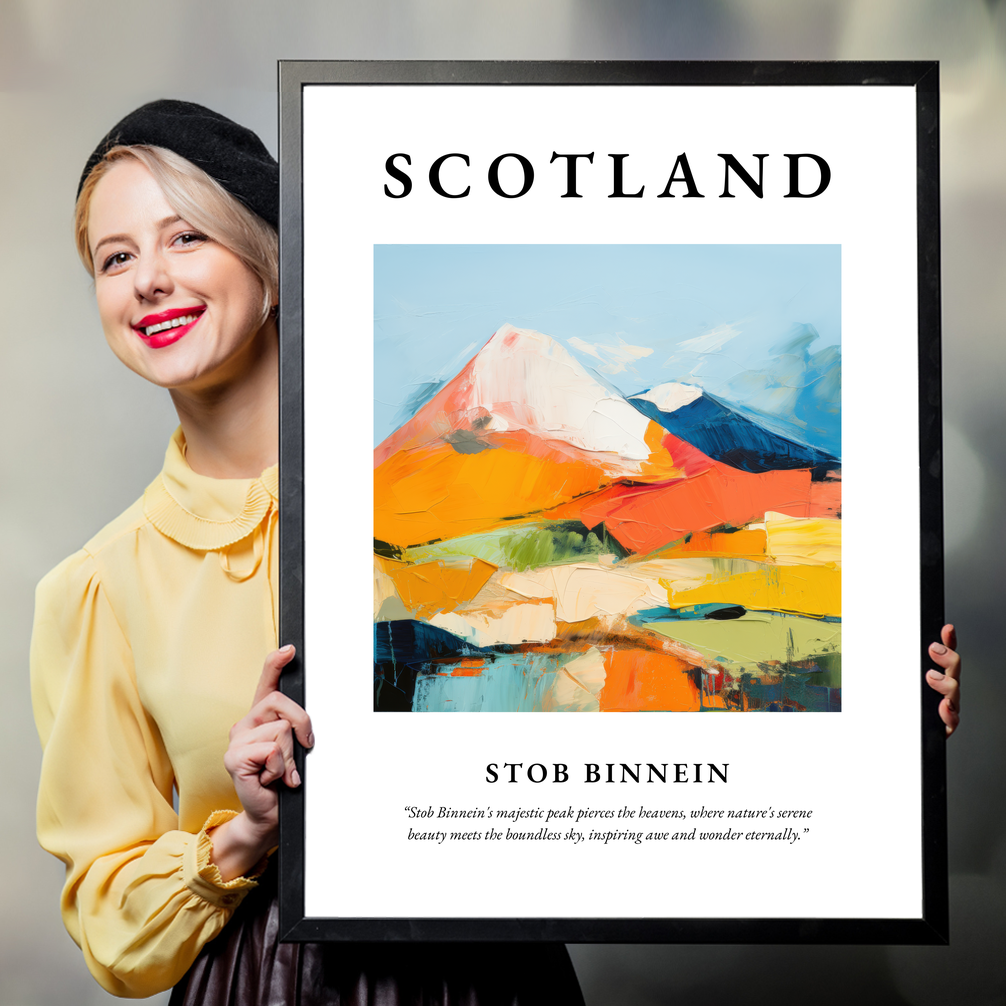 Person holding a poster of Stob Binnein