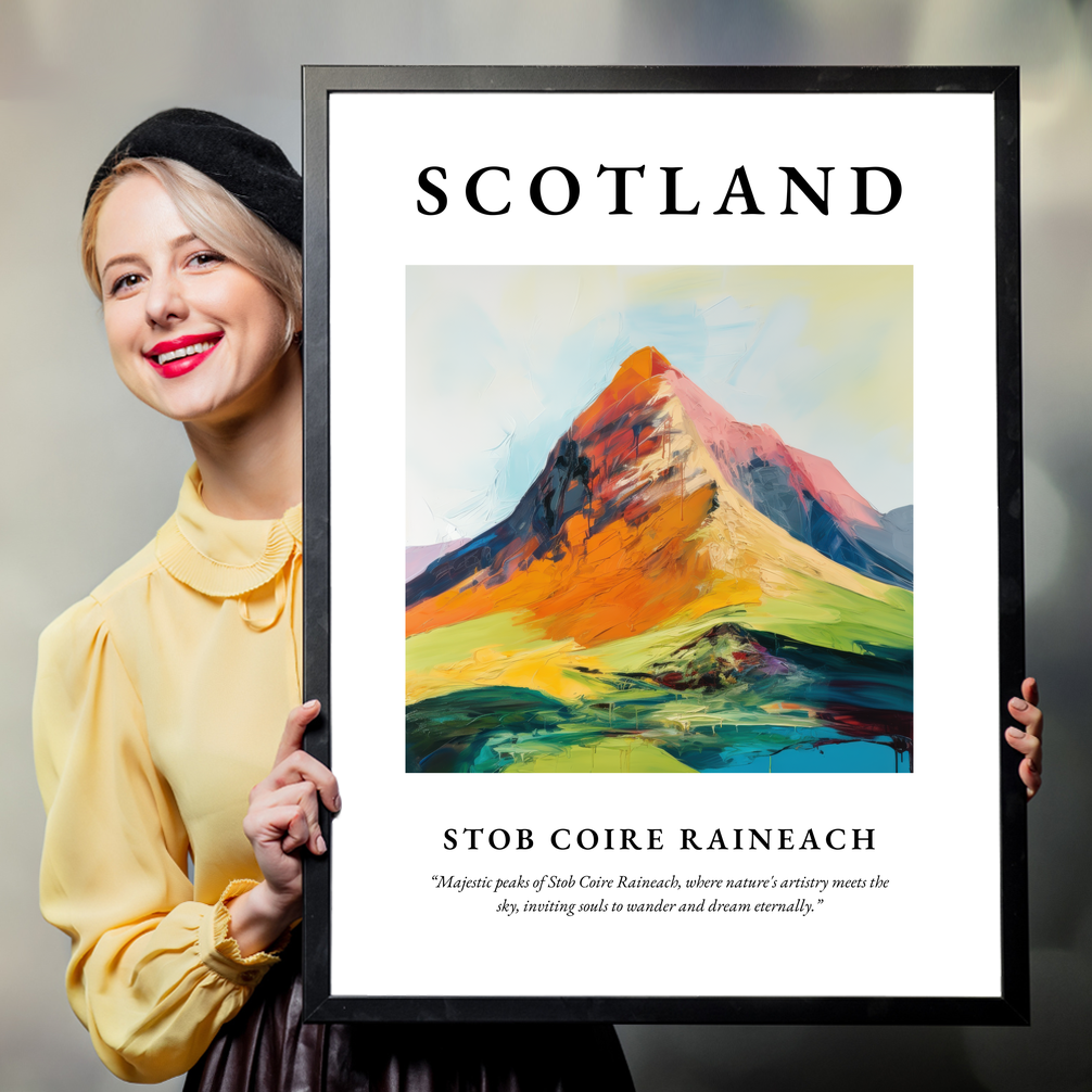 Person holding a poster of Stob Coire Raineach