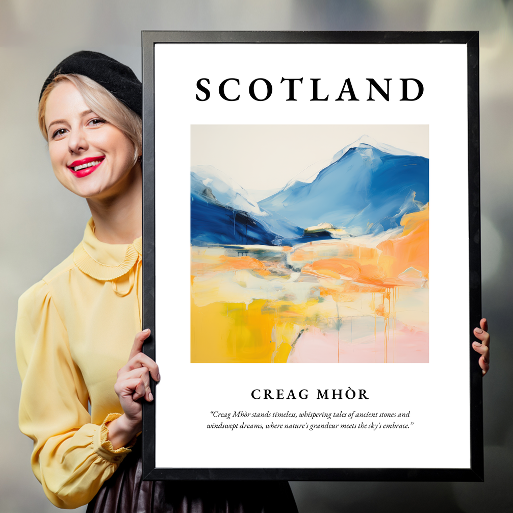 Person holding a poster of Creag Mhòr