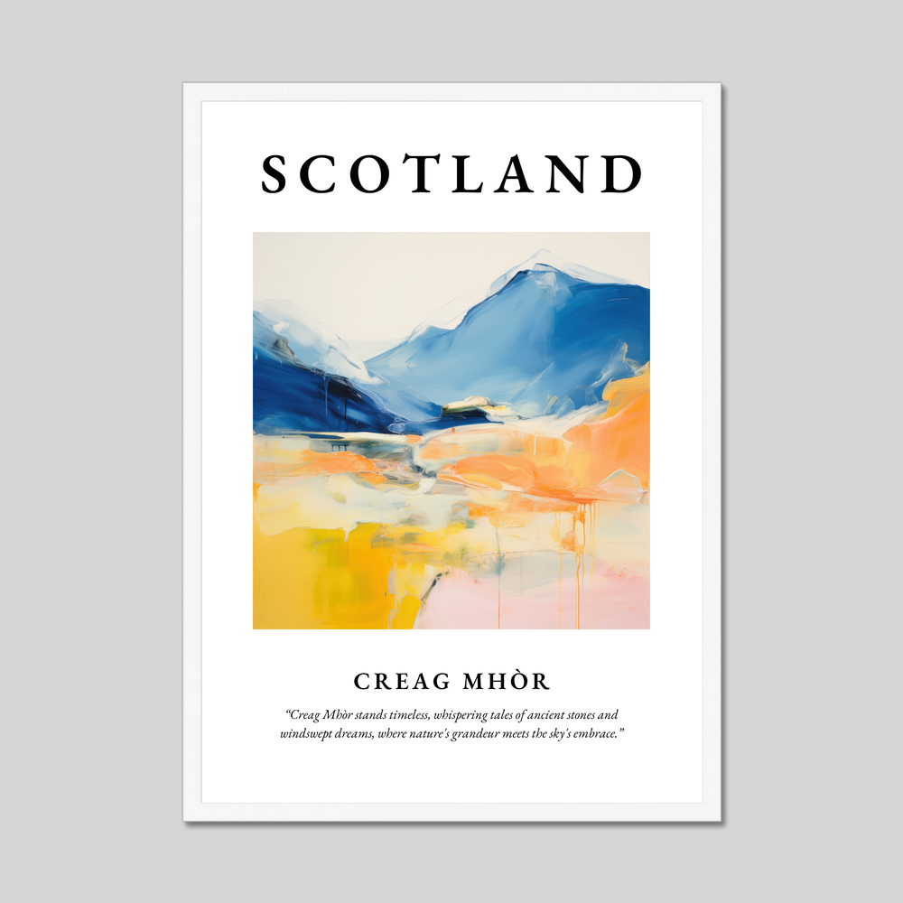 Poster in a white frame with the word Scotland