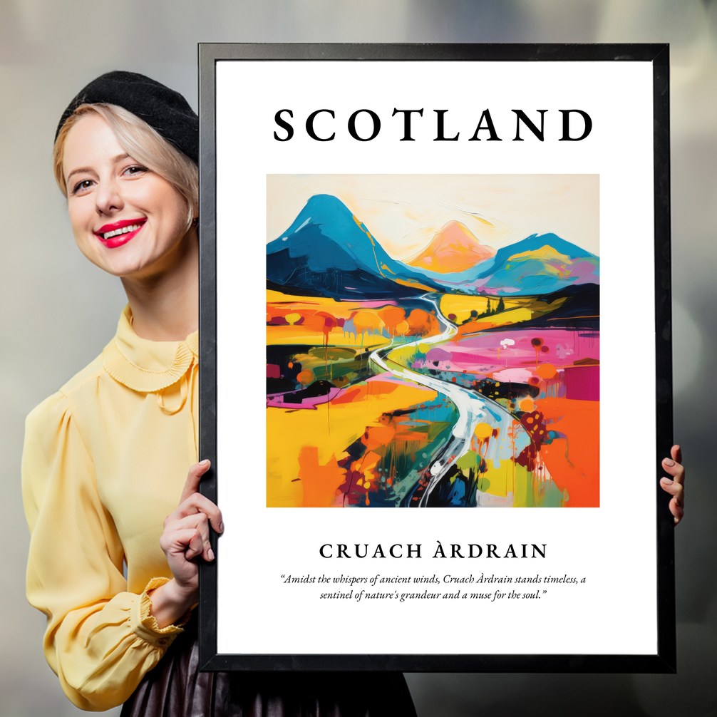 Person holding a poster of Cruach Àrdrain