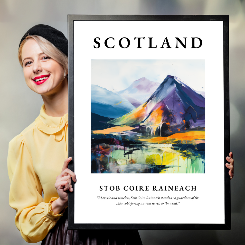 Person holding a poster of Stob Coire Raineach