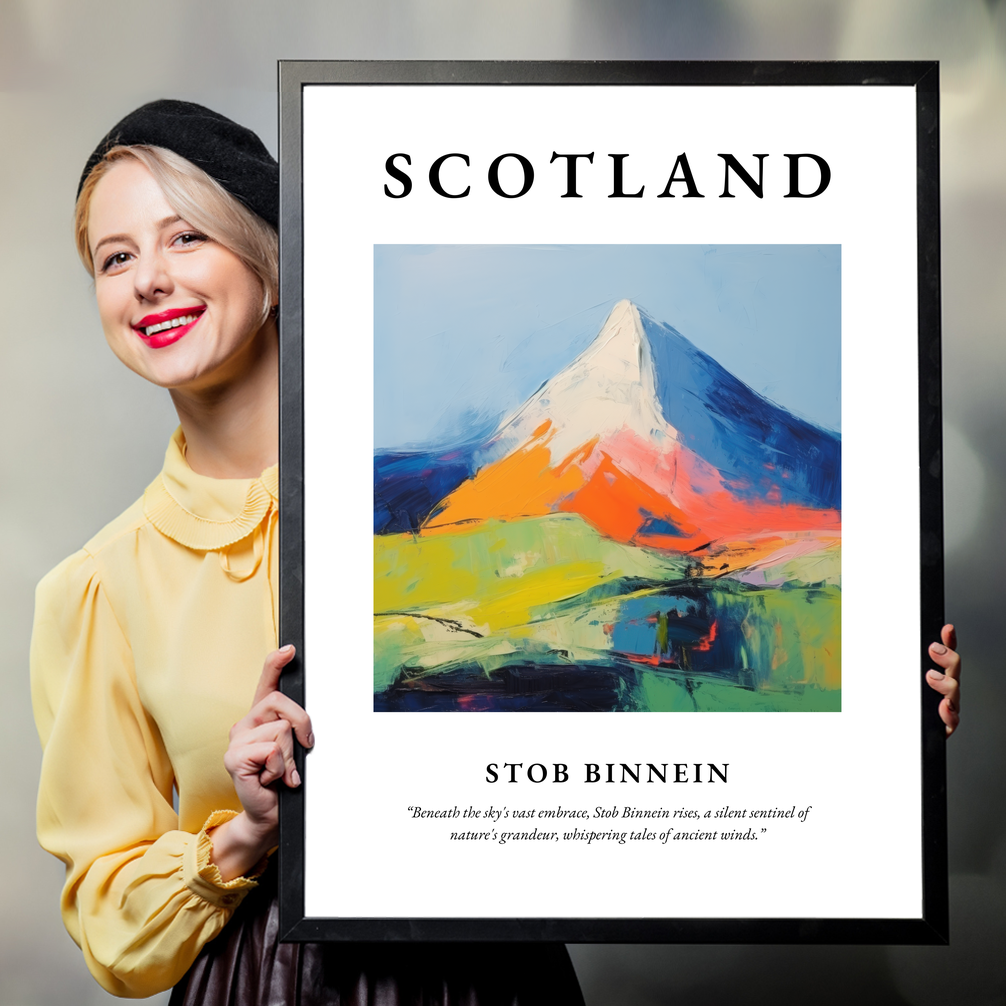 Person holding a poster of Stob Binnein