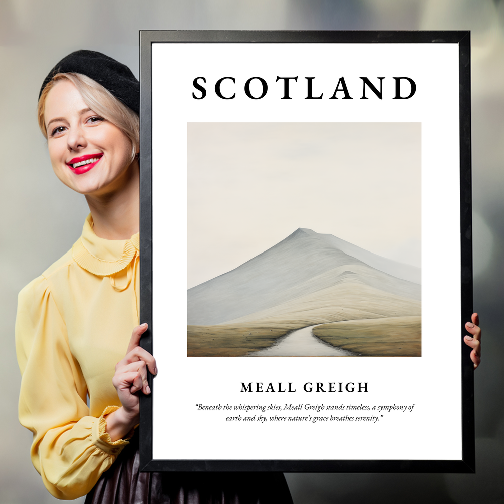 Person holding a poster of Meall Greigh