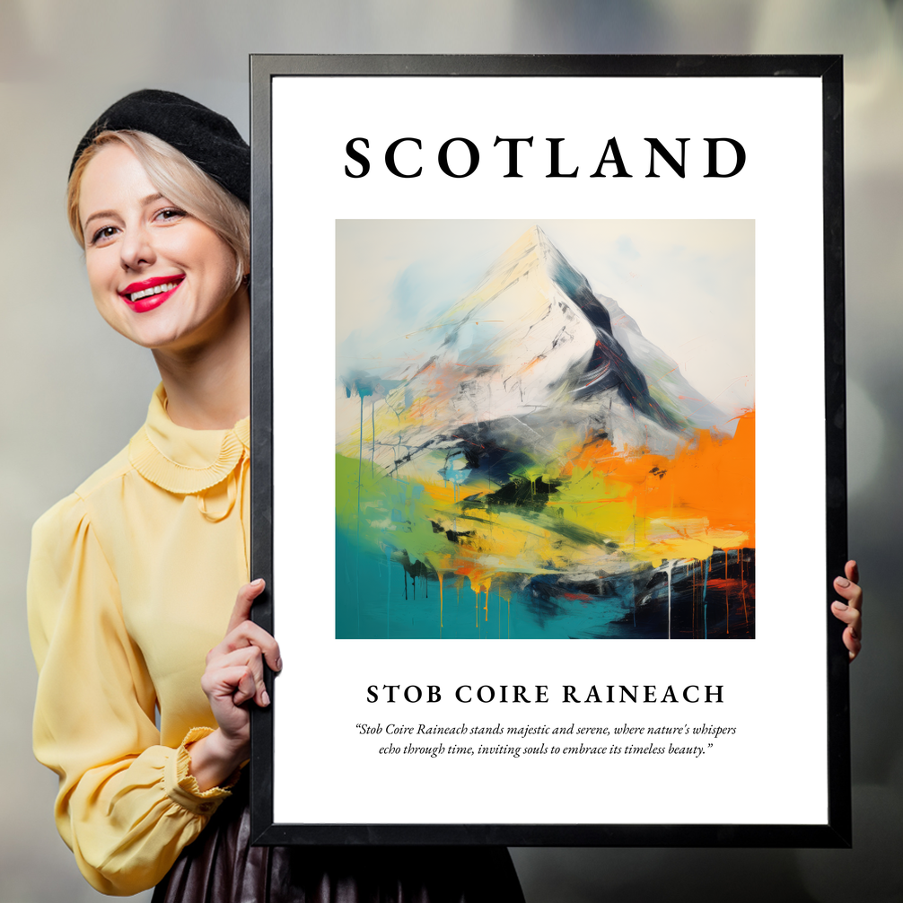 Person holding a poster of Stob Coire Raineach