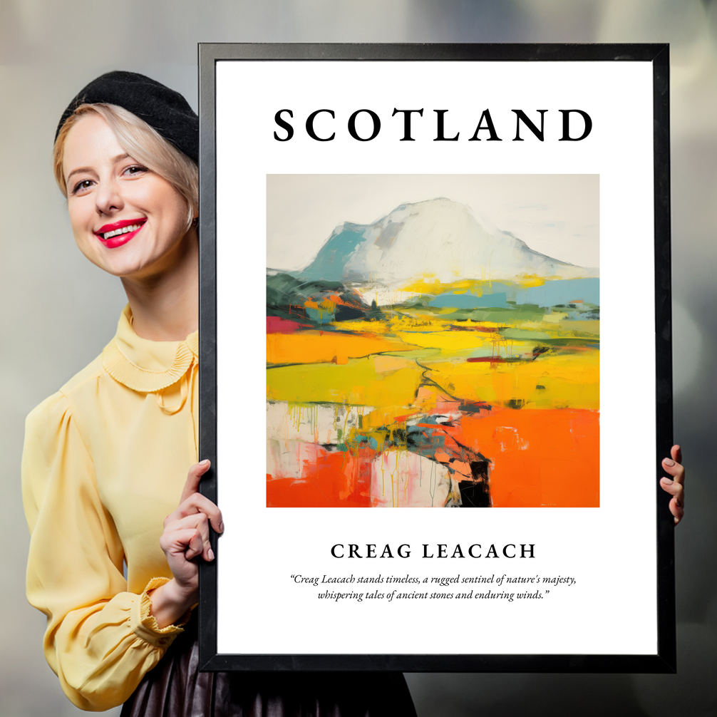 Person holding a poster of Creag Leacach