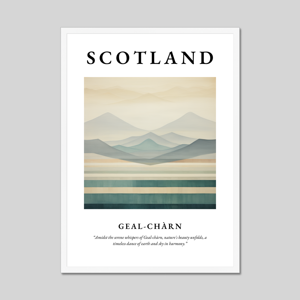 Poster in a white frame with the word Scotland