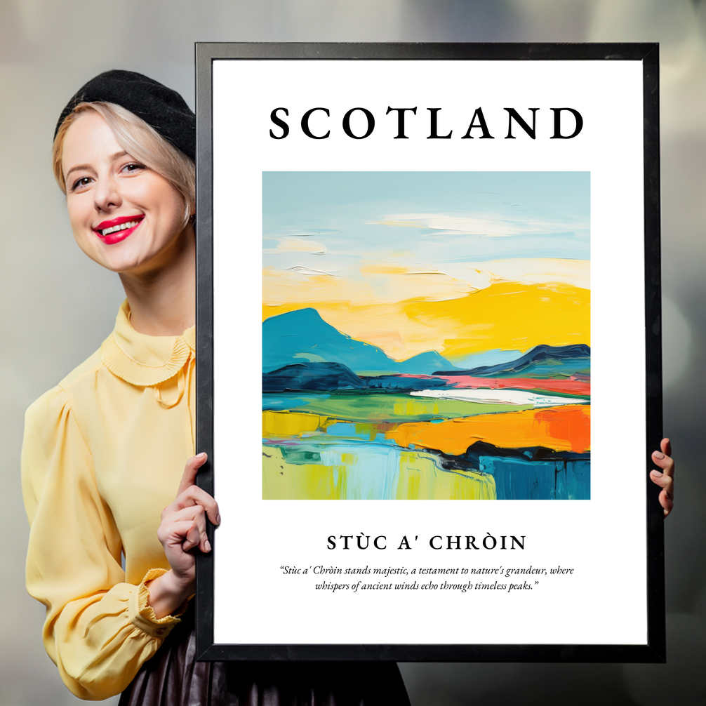 Person holding a poster of Stùc a' Chròin