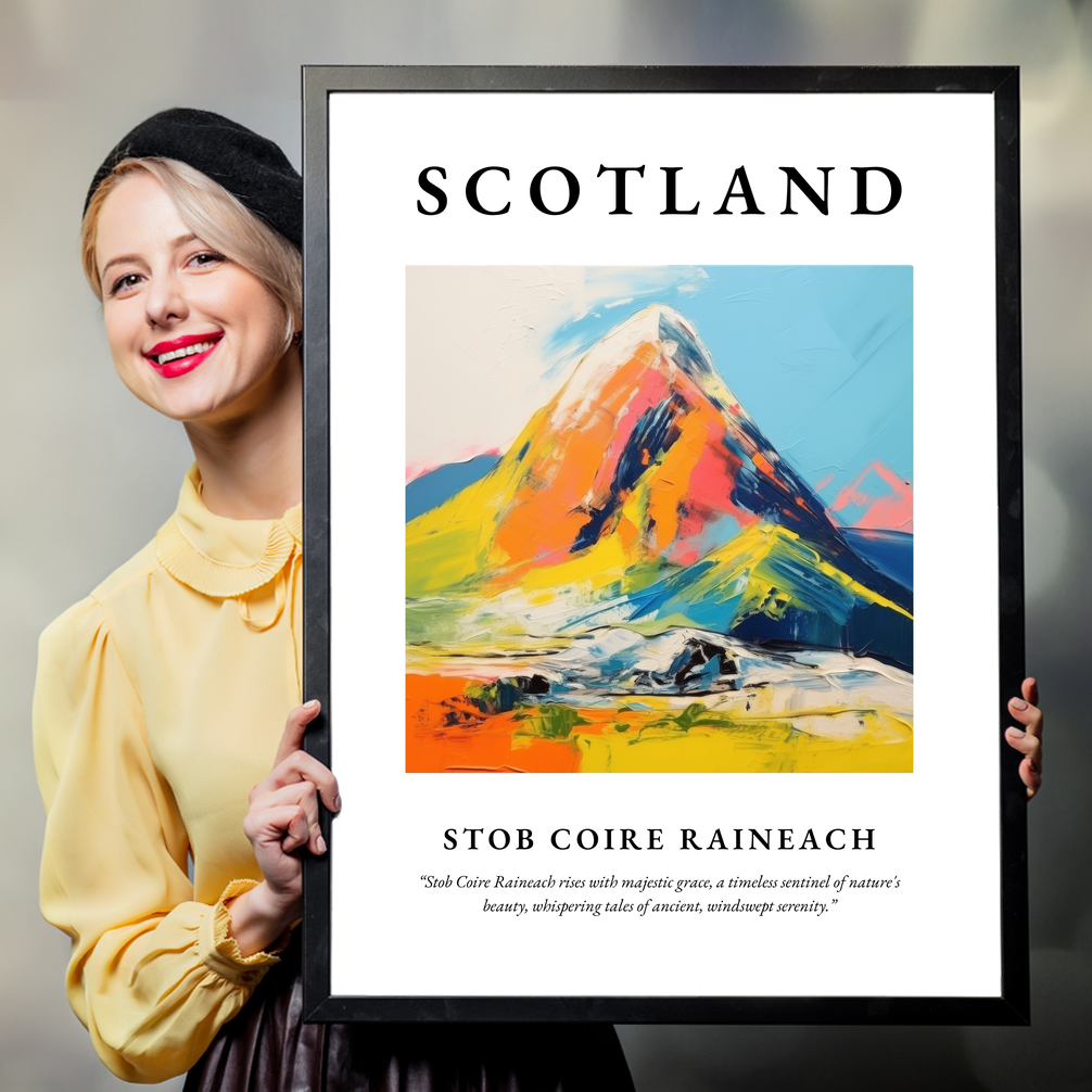 Person holding a poster of Stob Coire Raineach