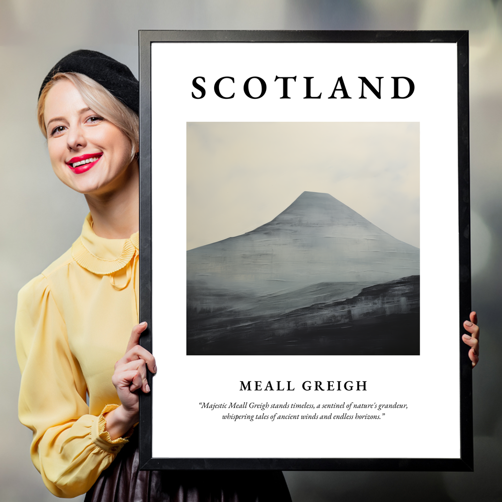 Person holding a poster of Meall Greigh