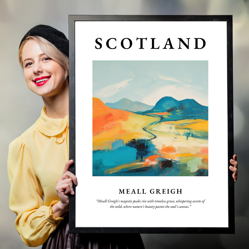 Person holding a poster of Meall Greigh