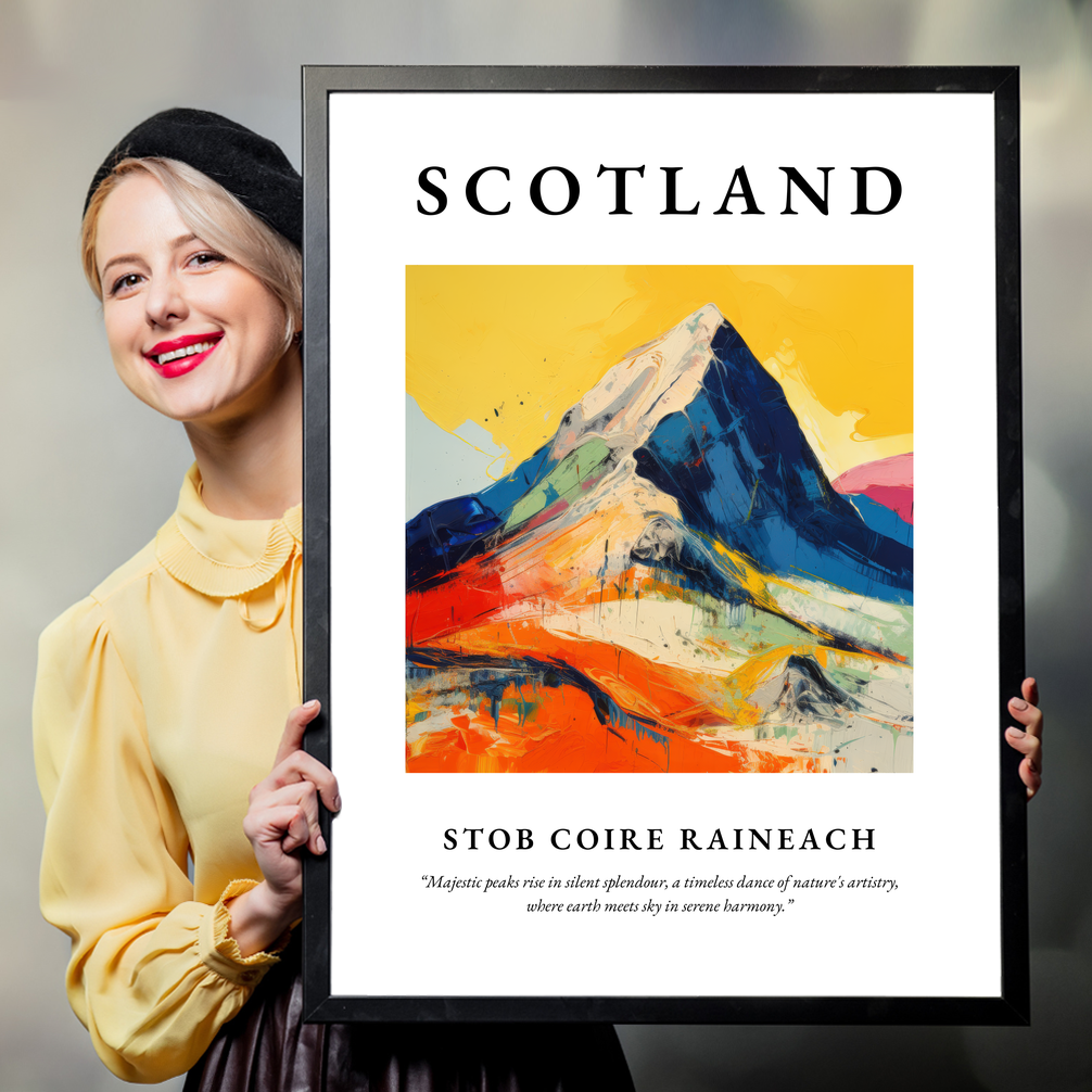 Person holding a poster of Stob Coire Raineach