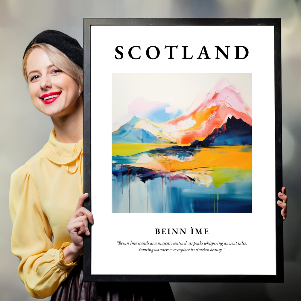 Person holding a poster of Beinn Ìme