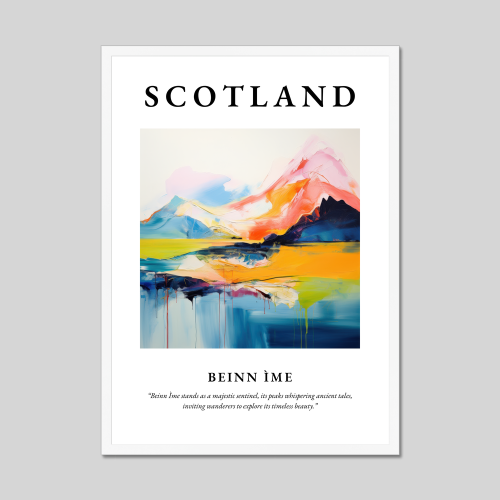 Poster in a white frame with the word Scotland