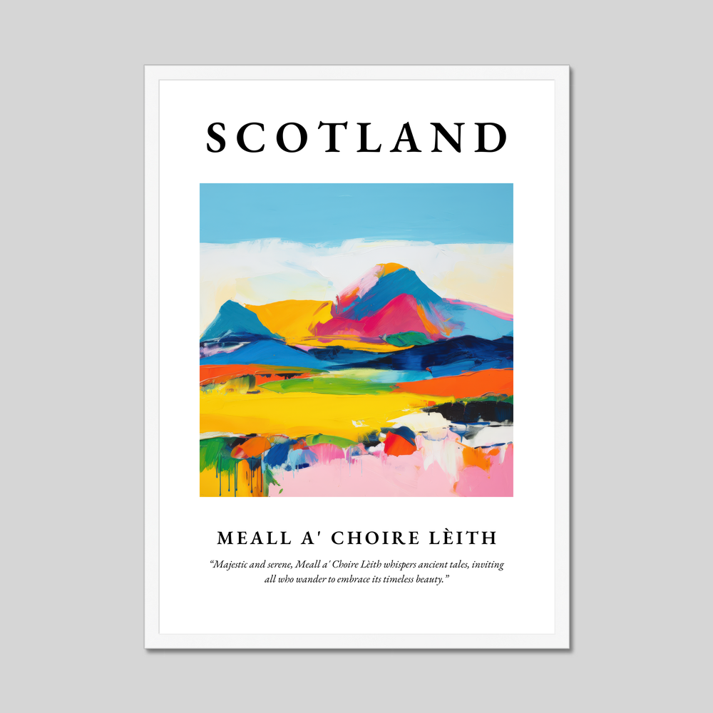 Poster in a white frame with the word Scotland