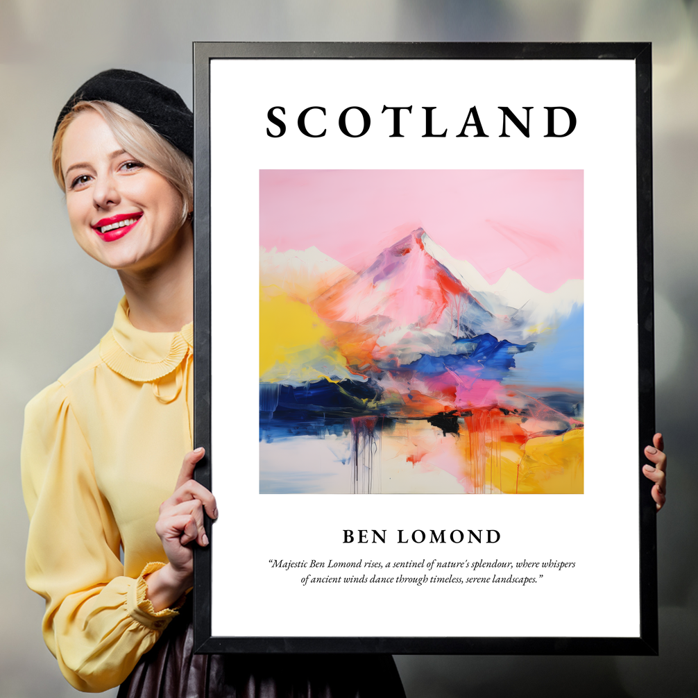 Person holding a poster of Ben Lomond